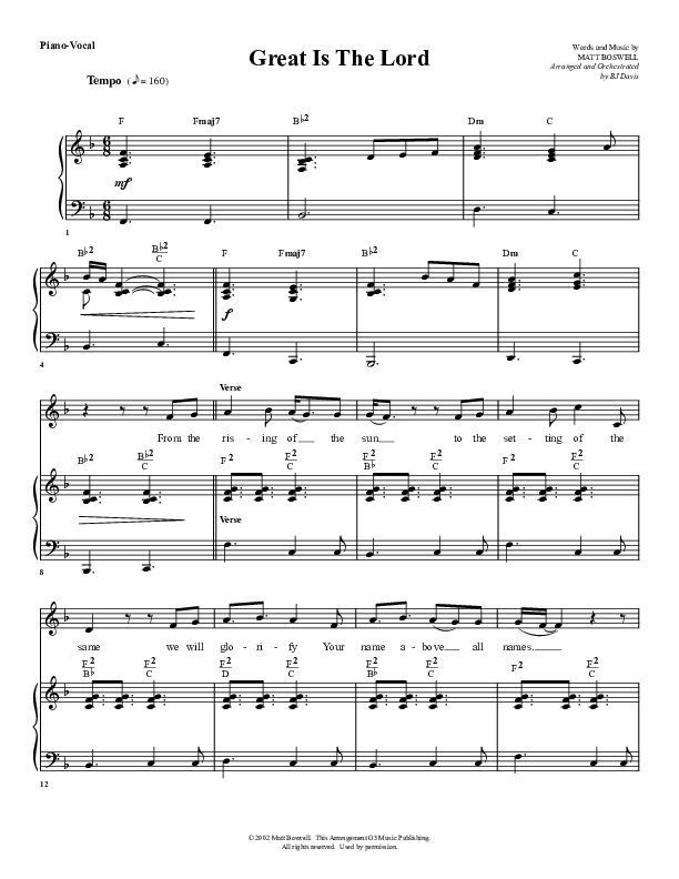 Great Is The Lord Lead & Piano (G3 Worship)