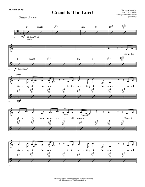 Great Is The Lord Rhythm/Vocal (G3 Worship)