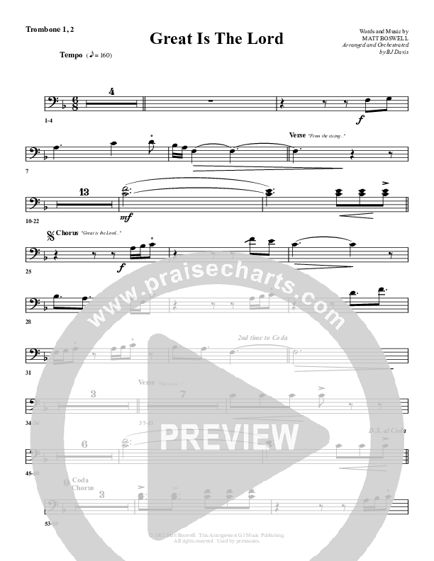 Great Is The Lord Trombone 1/2 (G3 Worship)