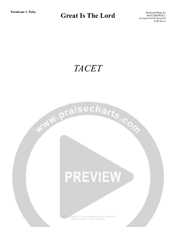 Great Is The Lord Trombone 3/Tuba (G3 Worship)