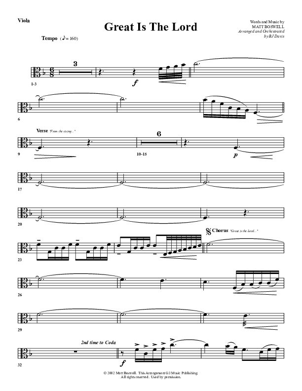 Great Is The Lord Viola (G3 Worship)