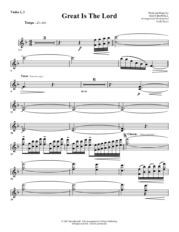 Great Is The Lord Violin 1/2 (G3 Worship)