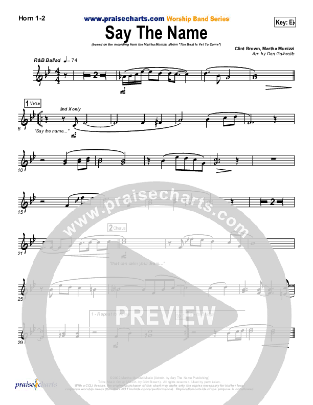 Say The Name Brass Pack (Martha Munizzi)