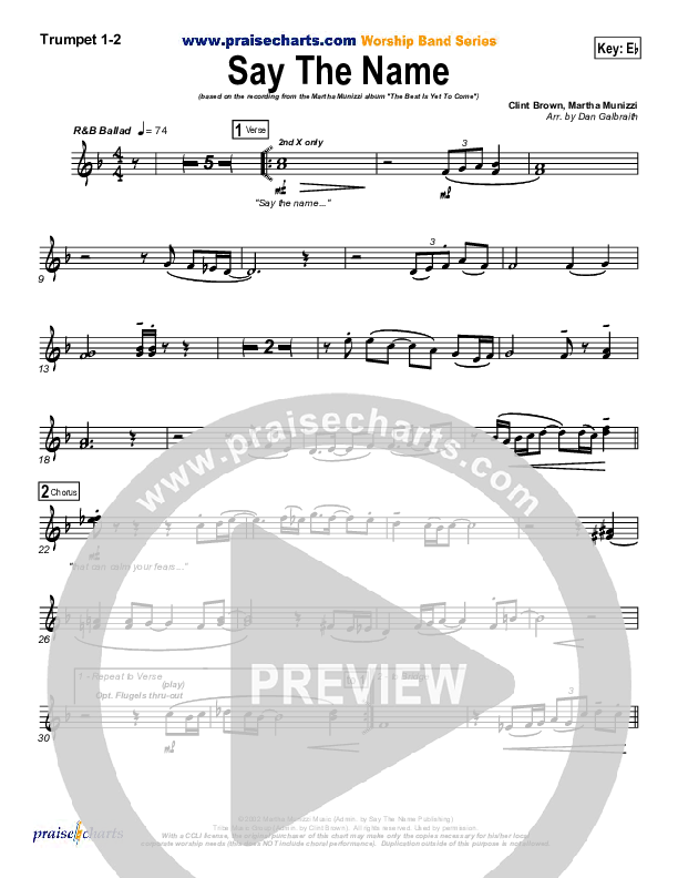 Say The Name Brass Pack (Martha Munizzi)