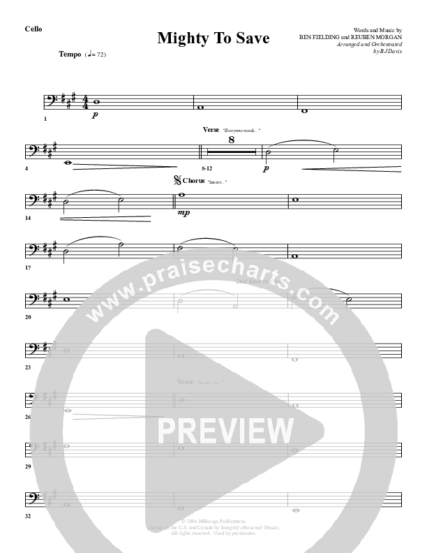 Mighty To Save Cello (G3 Worship)