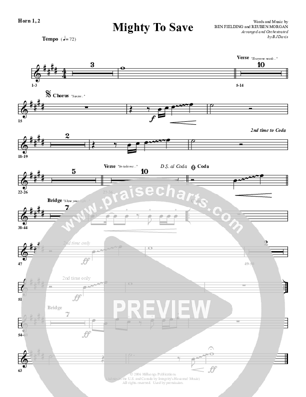 Mighty To Save French Horn 1/2 (G3 Worship)