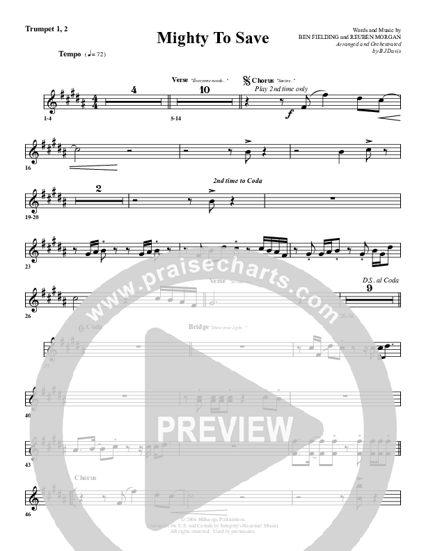 Mighty To Save Trumpet 1,2 (G3 Worship)