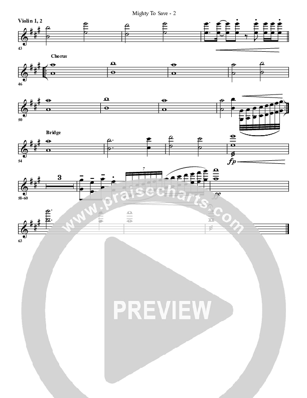 Mighty To Save Violin 1/2 (G3 Worship)