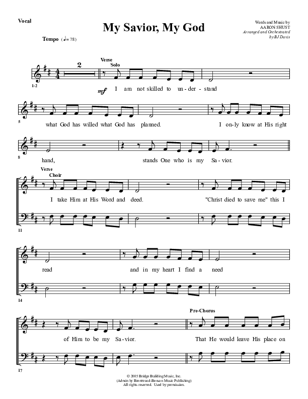 My Savior My God Choir Sheet (G3 Worship)