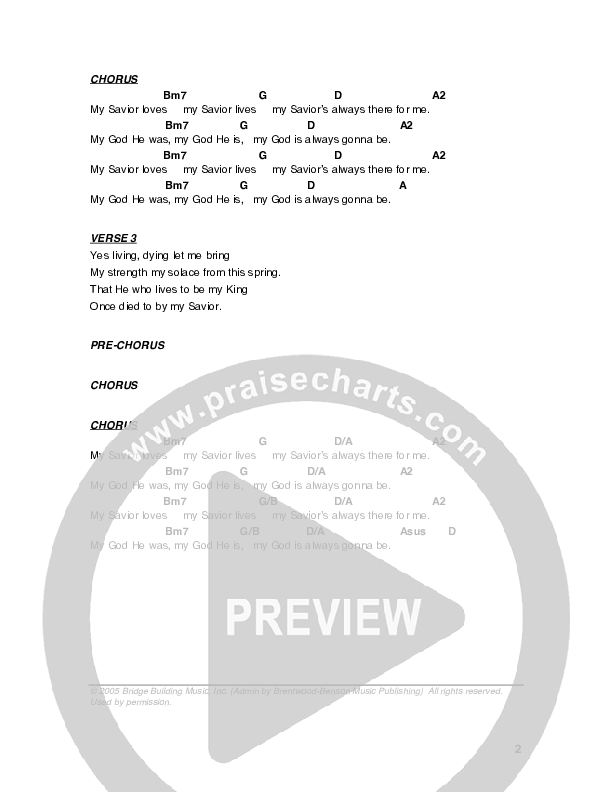 My Savior My God Chord Chart (G3 Worship)