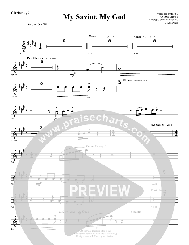 My Savior My God Clarinet (G3 Worship)