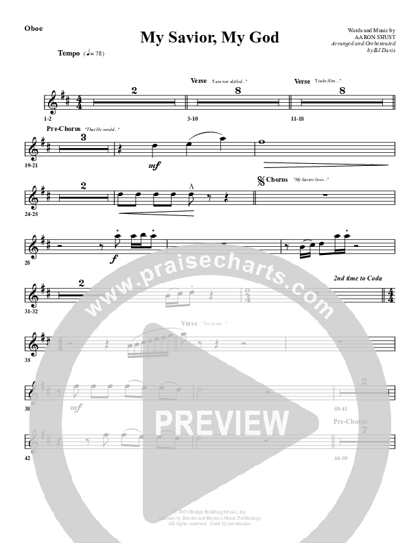 My Savior My God Oboe (G3 Worship)