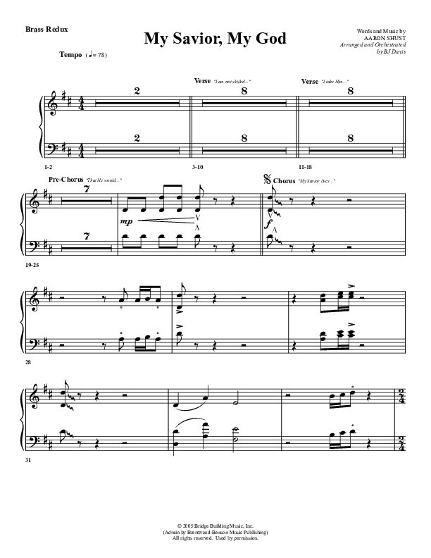 My Savior My God Synth Brass (G3 Worship)