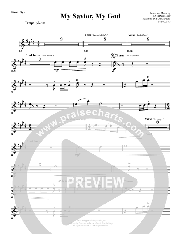 My Savior My God Tenor Sax 2 (G3 Worship)