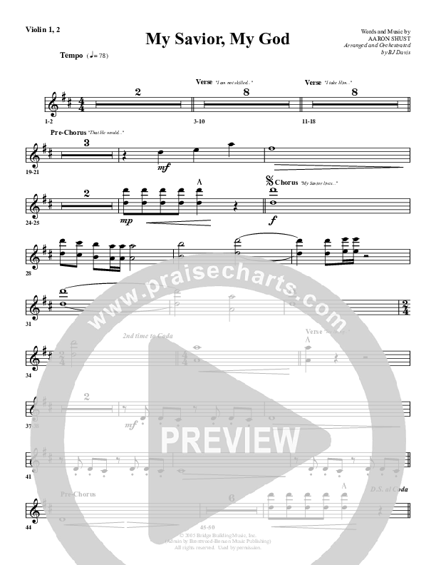 My Savior My God Violin 1/2 (G3 Worship)