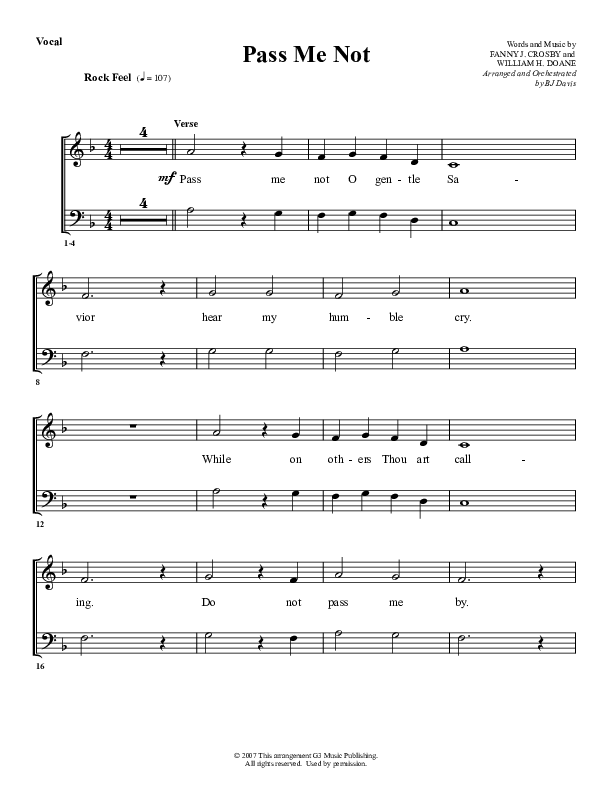 Pass Me Not Choir Sheet (G3 Worship)