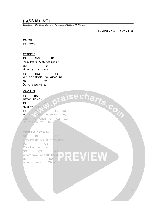 Pass Me Not Chord Chart (G3 Worship)