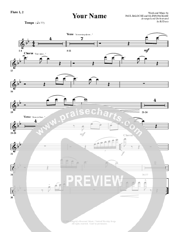 Your Name Flute 1/2 (G3 Worship)