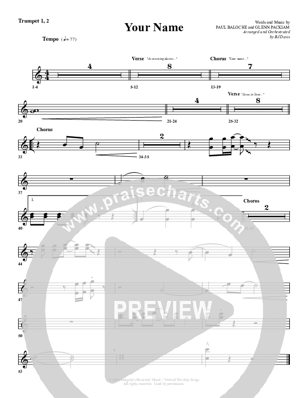Your Name Trumpet 1,2 (G3 Worship)