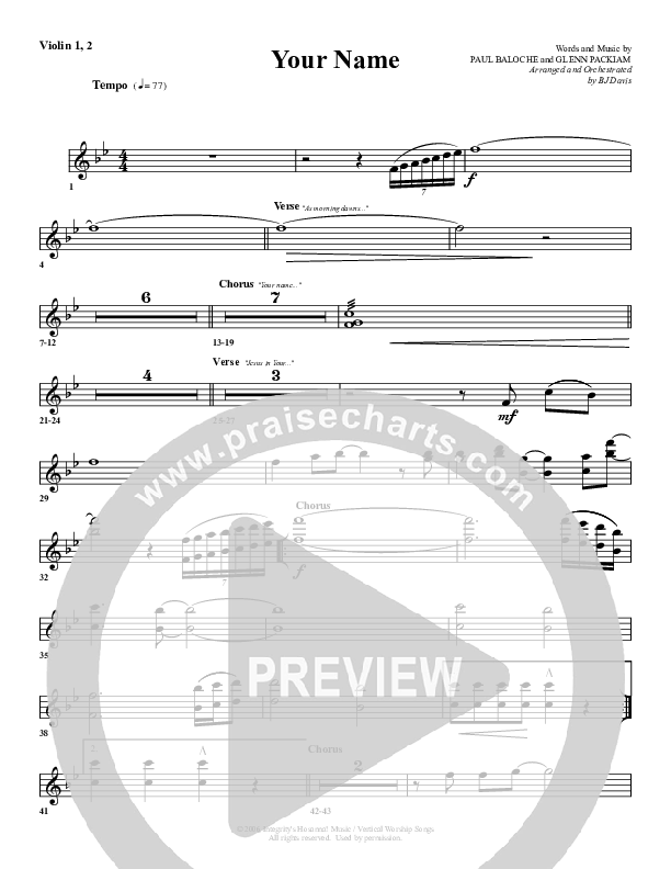 Your Name Violin 1/2 (G3 Worship)