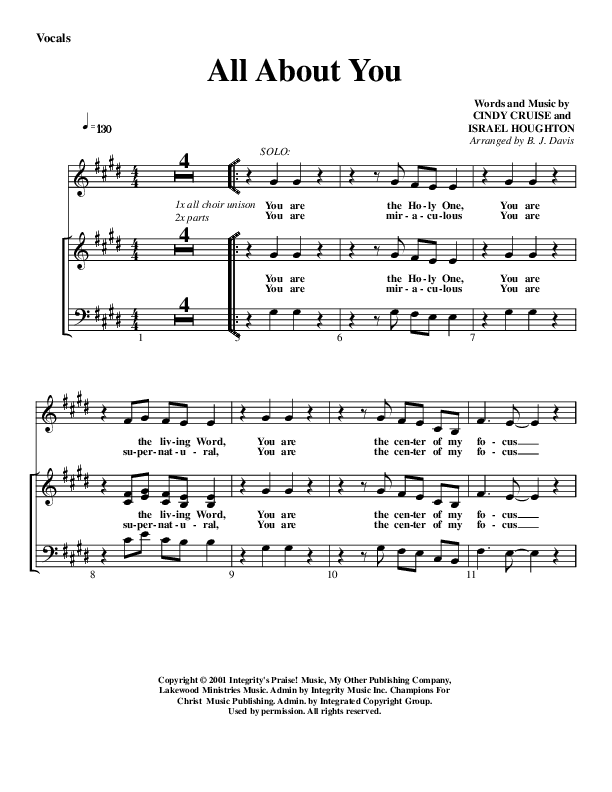 All About You Choir Sheet (G3 Worship)