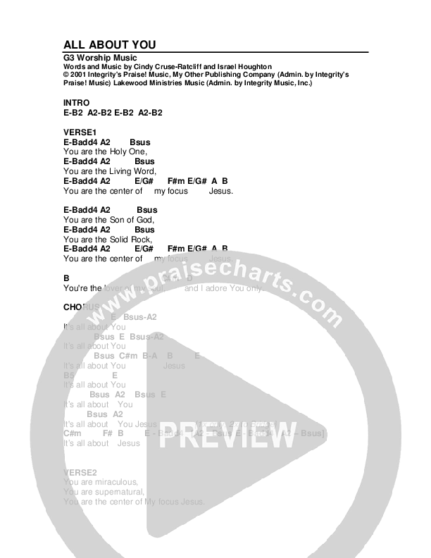 All About You Chord Chart (G3 Worship)