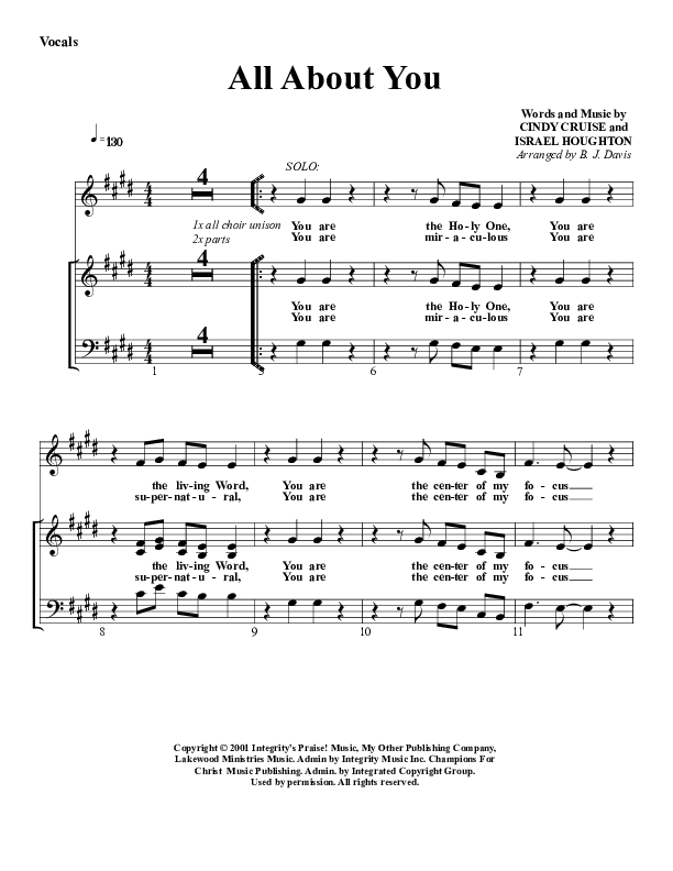 All About You Lead Sheet (SAT) (G3 Worship)
