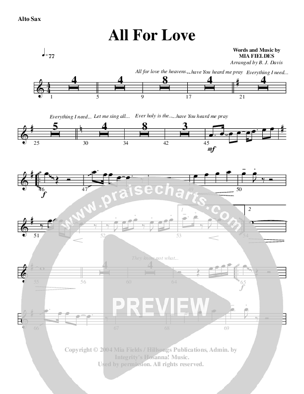 All For Love Alto Sax (G3 Worship)