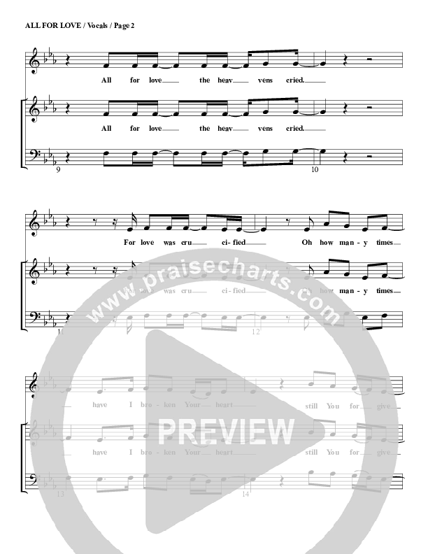 All For Love Choir Sheet (G3 Worship)