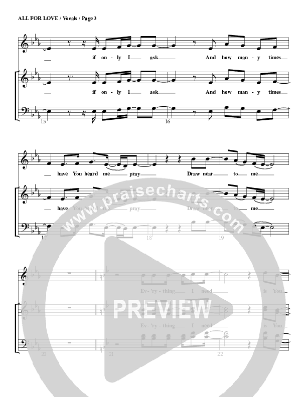 All For Love Choir Sheet (G3 Worship)