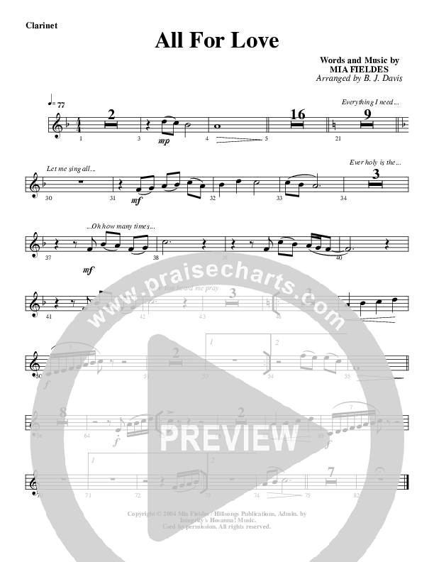 All For Love Clarinet (G3 Worship)