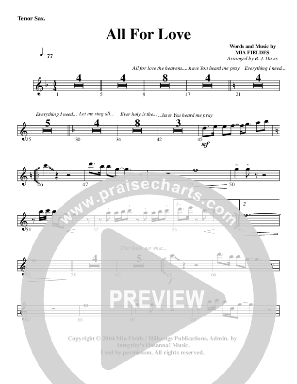 All For Love Tenor Sax 2 (G3 Worship)