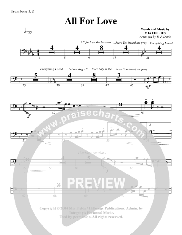 All For Love Trombone 1/2 (G3 Worship)