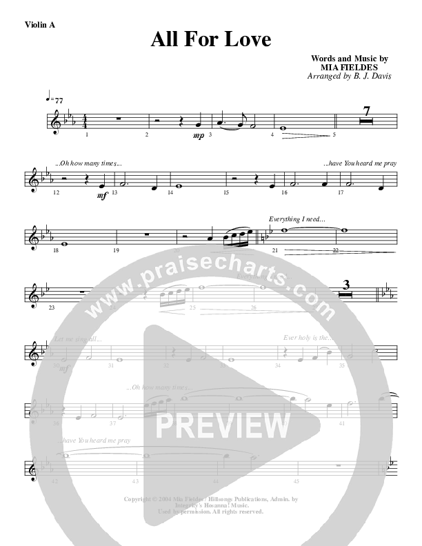 All For Love Violin 1 (G3 Worship)