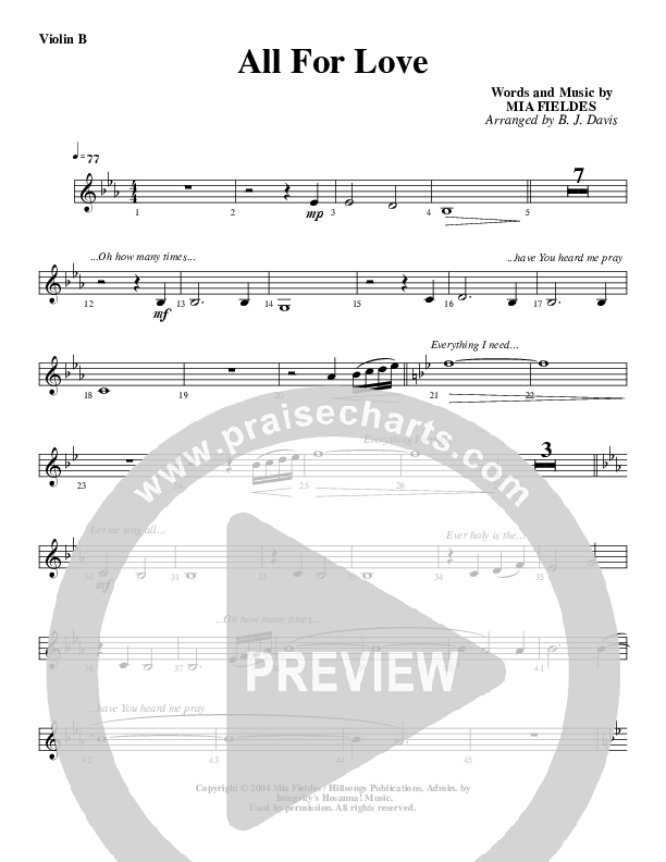 All For Love Violin 2 (G3 Worship)