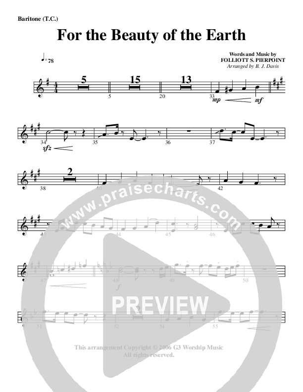 For The Beauty Of The Earth Bari Sax (G3 Worship)