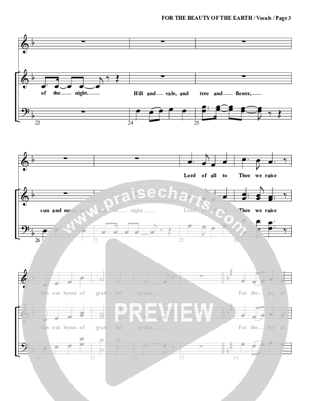For The Beauty Of The Earth Choir Sheet (G3 Worship)