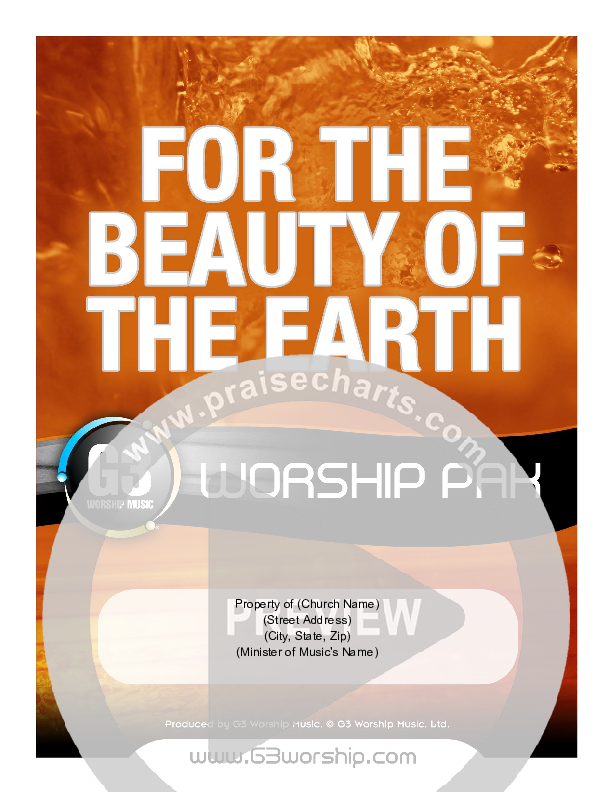 For The Beauty Of The Earth Cover Sheet (G3 Worship)