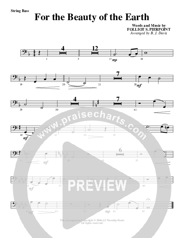 For The Beauty Of The Earth Double Bass (G3 Worship)