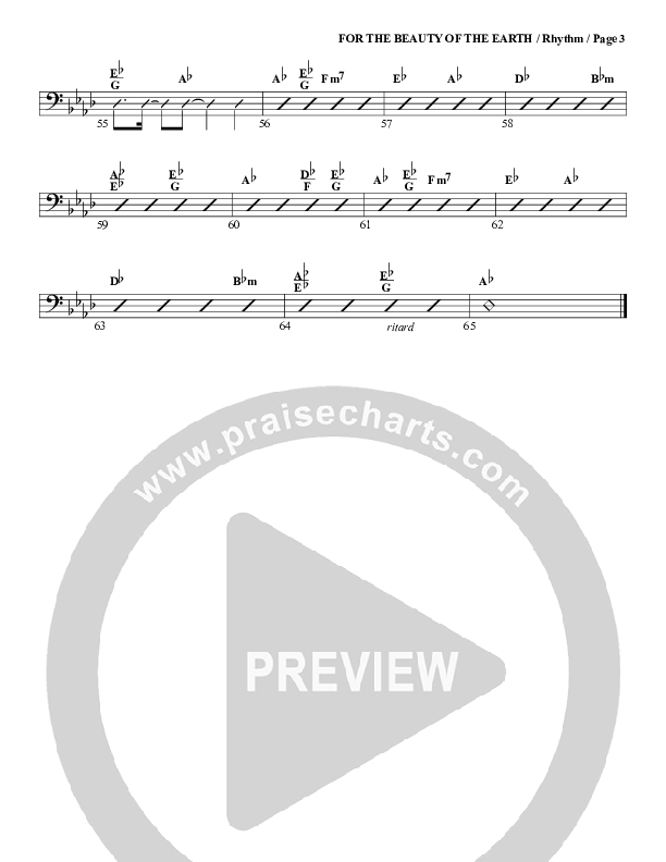 For The Beauty Of The Earth Rhythm Chart (G3 Worship)