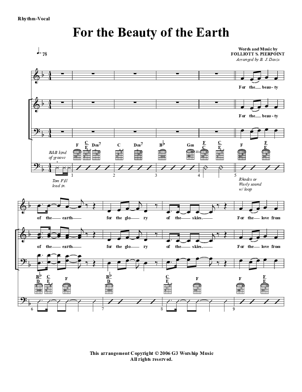 For The Beauty Of The Earth Rhythm/Vocal (G3 Worship)
