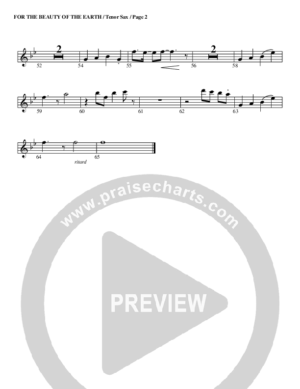 For The Beauty Of The Earth Tenor Sax 2 (G3 Worship)