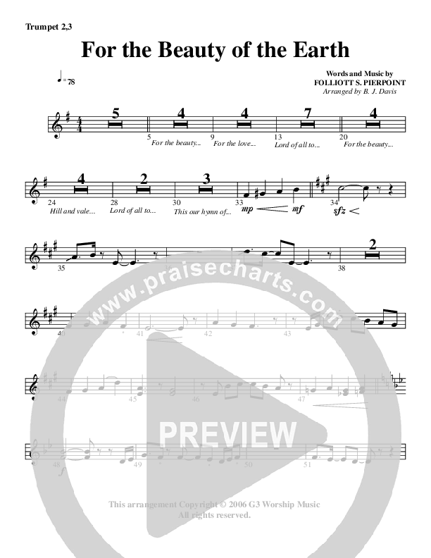 For The Beauty Of The Earth Trumpet 2 (G3 Worship)