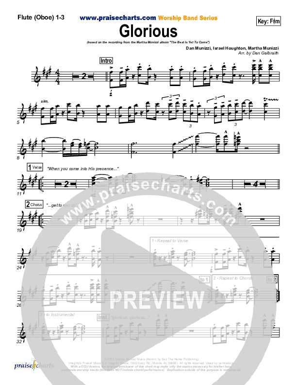 Glorious Flute/Oboe 1/2/3 (Martha Munizzi)