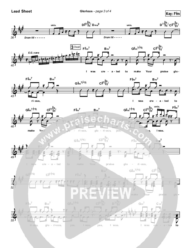 Glorious Lead Sheet (Martha Munizzi)