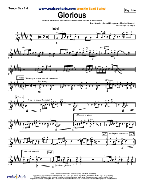 Glorious Tenor Sax 1/2 (Martha Munizzi)