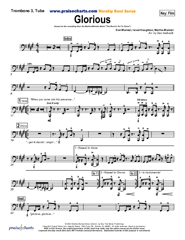 Glorious Trombone 3/Tuba (Martha Munizzi)
