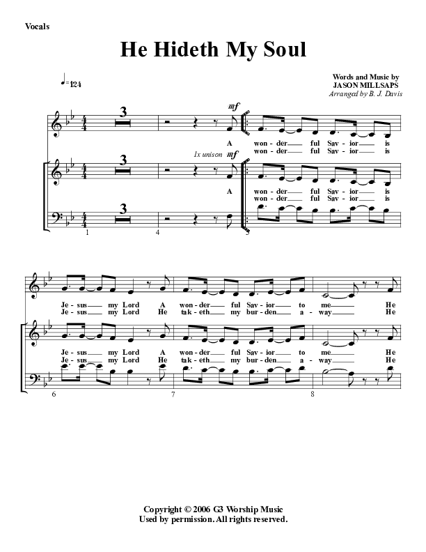 He Hideth My Soul Choir Sheet (G3 Worship)