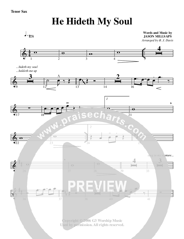 He Hideth My Soul Tenor Sax 2 (G3 Worship)