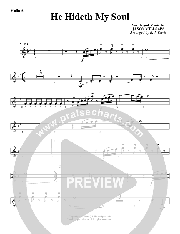 He Hideth My Soul Violin 1 (G3 Worship)